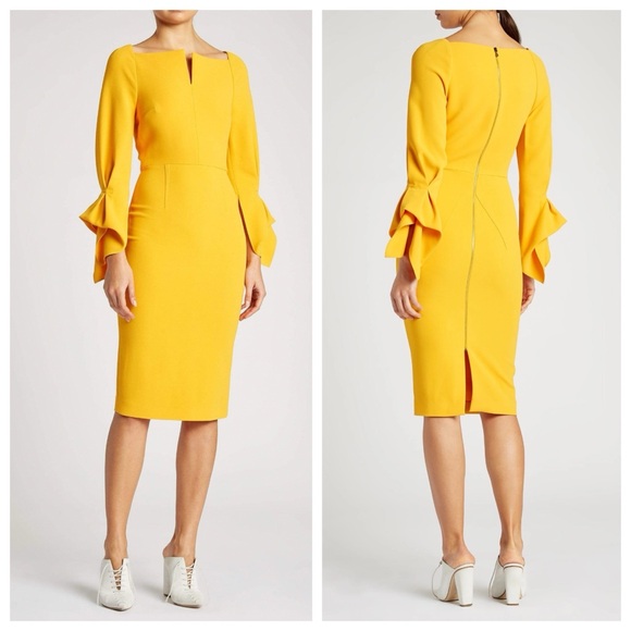 Roland Mouret Rosslare Dress (Sz US 8) Crepe Sheath Midi Navy Blue - Picture 3 of 16